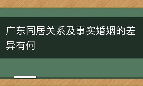 广东同居关系及事实婚姻的差异有何