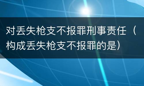 对丢失枪支不报罪刑事责任（构成丢失枪支不报罪的是）