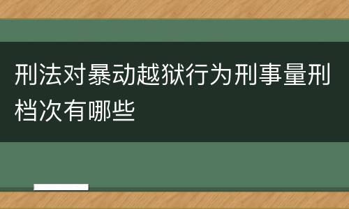 刑法对暴动越狱行为刑事量刑档次有哪些