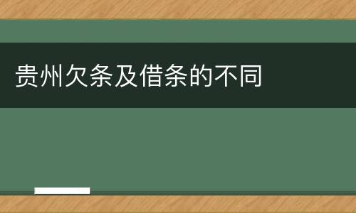 贵州欠条及借条的不同