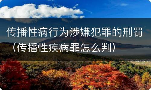 传播性病行为涉嫌犯罪的刑罚（传播性疾病罪怎么判）