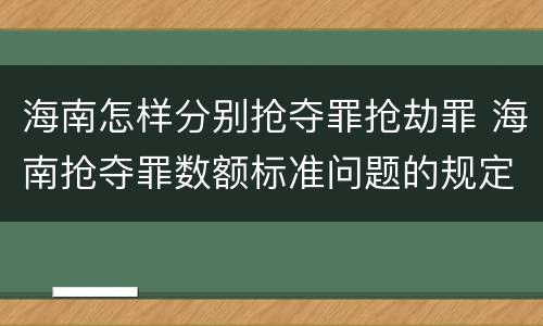 海南怎样分别抢夺罪抢劫罪 海南抢夺罪数额标准问题的规定
