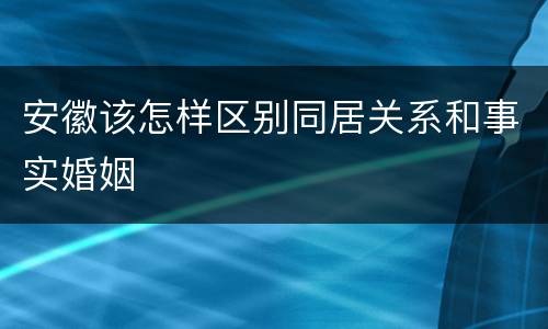 安徽该怎样区别同居关系和事实婚姻