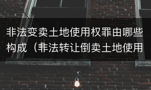非法变卖土地使用权罪由哪些构成（非法转让倒卖土地使用权罪情节严重的认定）