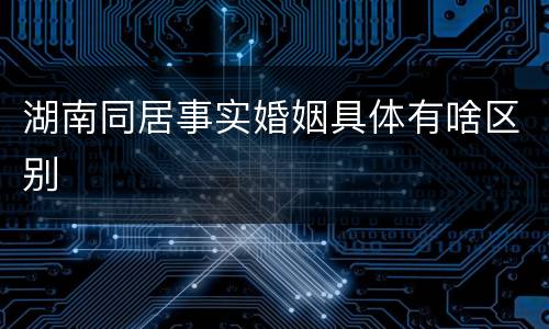 湖南同居事实婚姻具体有啥区别