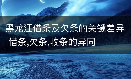 黑龙江借条及欠条的关键差异 借条,欠条,收条的异同