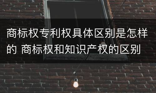 商标权专利权具体区别是怎样的 商标权和知识产权的区别