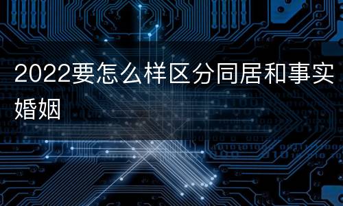 2022要怎么样区分同居和事实婚姻