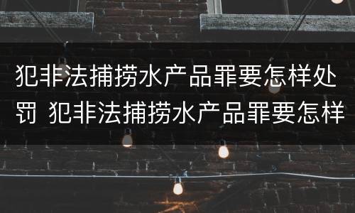 犯非法捕捞水产品罪要怎样处罚 犯非法捕捞水产品罪要怎样处罚呢