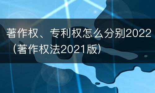 著作权、专利权怎么分别2022（著作权法2021版）