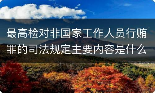 最高检对非国家工作人员行贿罪的司法规定主要内容是什么