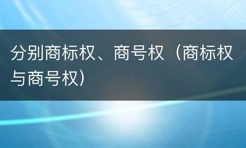分别商标权、商号权（商标权与商号权）
