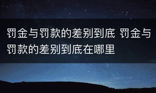 罚金与罚款的差别到底 罚金与罚款的差别到底在哪里