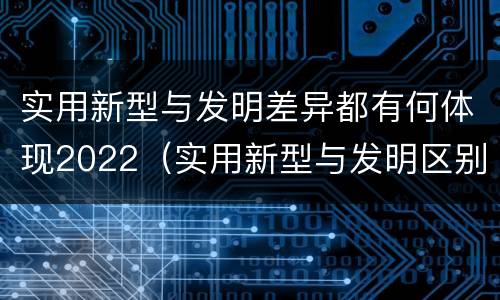 实用新型与发明差异都有何体现2022（实用新型与发明区别）