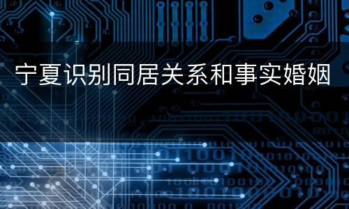 宁夏识别同居关系和事实婚姻