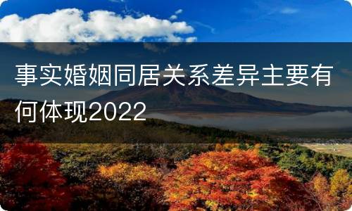 事实婚姻同居关系差异主要有何体现2022