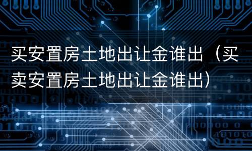 买安置房土地出让金谁出（买卖安置房土地出让金谁出）