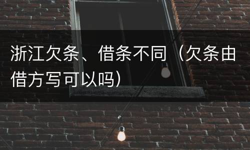 浙江欠条、借条不同（欠条由借方写可以吗）