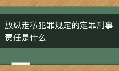 放纵走私犯罪规定的定罪刑事责任是什么