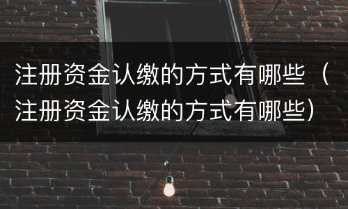 注册资金认缴的方式有哪些（注册资金认缴的方式有哪些）