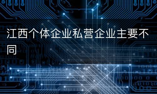 江西个体企业私营企业主要不同