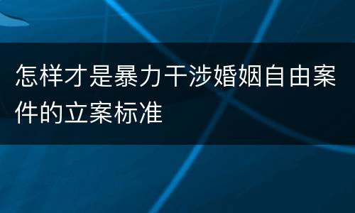 怎样才是暴力干涉婚姻自由案件的立案标准