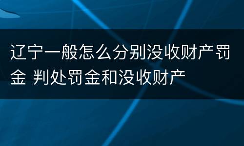 辽宁一般怎么分别没收财产罚金 判处罚金和没收财产