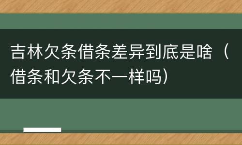 吉林欠条借条差异到底是啥（借条和欠条不一样吗）