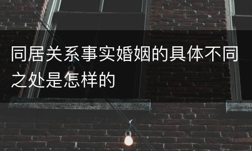 同居关系事实婚姻的具体不同之处是怎样的