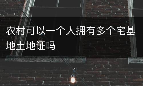 农村可以一个人拥有多个宅基地土地证吗