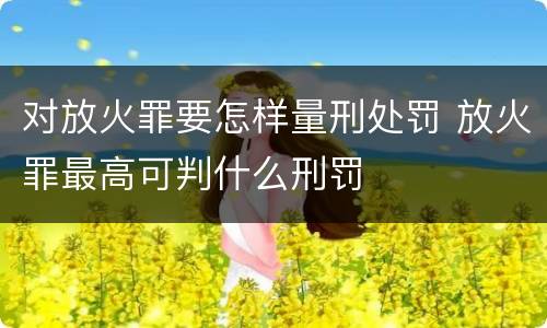 对放火罪要怎样量刑处罚 放火罪最高可判什么刑罚