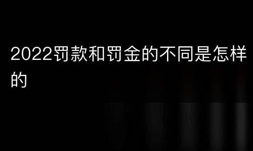 2022罚款和罚金的不同是怎样的