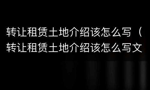 转让租赁土地介绍该怎么写（转让租赁土地介绍该怎么写文案）