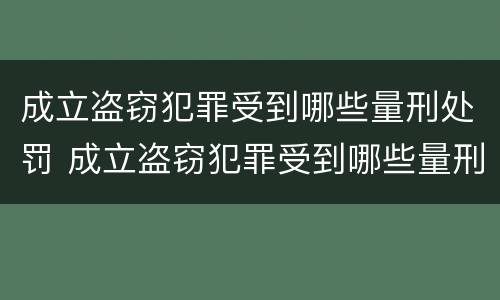 成立盗窃犯罪受到哪些量刑处罚 成立盗窃犯罪受到哪些量刑处罚标准