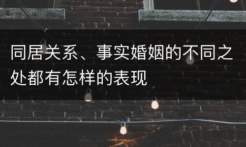 同居关系、事实婚姻的不同之处都有怎样的表现