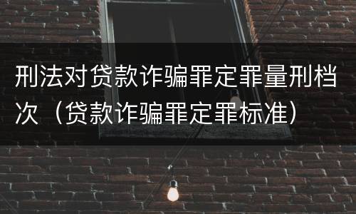 刑法对贷款诈骗罪定罪量刑档次（贷款诈骗罪定罪标准）