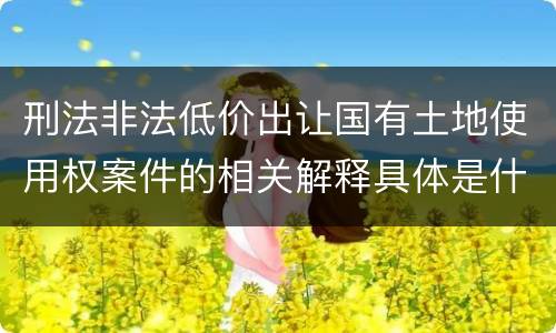 刑法非法低价出让国有土地使用权案件的相关解释具体是什么