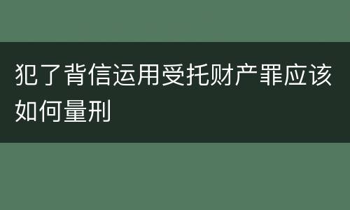 犯了背信运用受托财产罪应该如何量刑