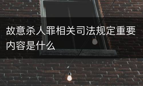 故意杀人罪相关司法规定重要内容是什么