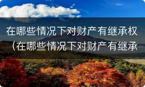 在哪些情况下对财产有继承权（在哪些情况下对财产有继承权保护）