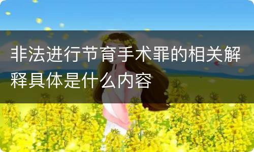 非法进行节育手术罪的相关解释具体是什么内容