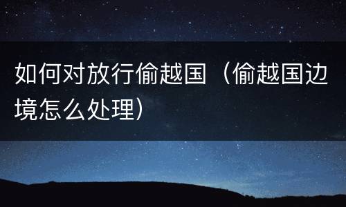 如何对放行偷越国（偷越国边境怎么处理）