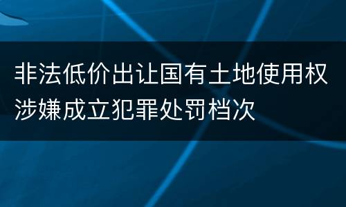非法低价出让国有土地使用权涉嫌成立犯罪处罚档次