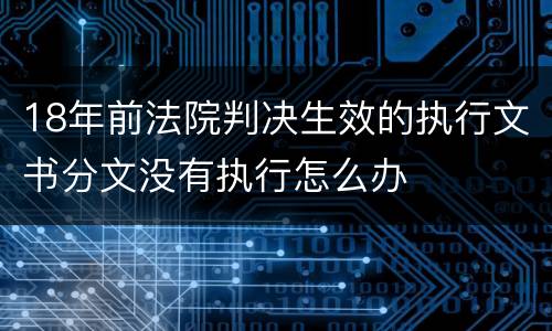 18年前法院判决生效的执行文书分文没有执行怎么办