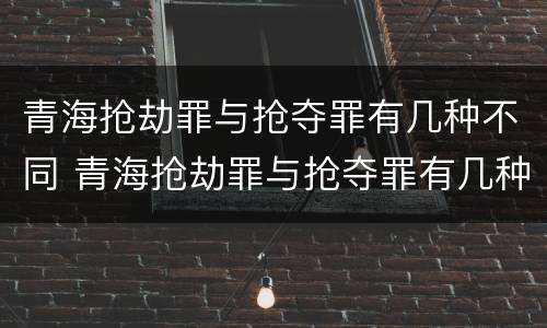 青海抢劫罪与抢夺罪有几种不同 青海抢劫罪与抢夺罪有几种不同吗