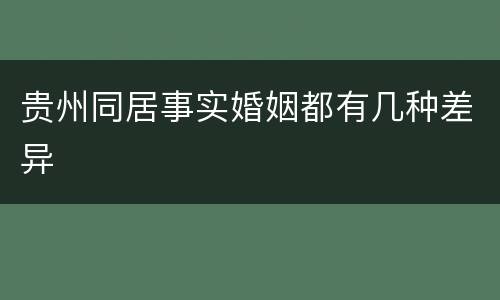 贵州同居事实婚姻都有几种差异