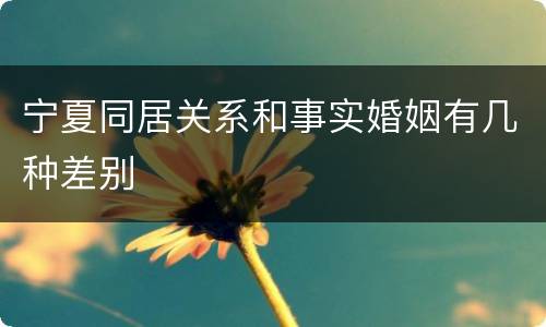 宁夏同居关系和事实婚姻有几种差别