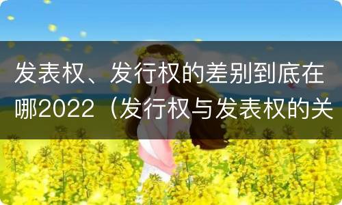 发表权、发行权的差别到底在哪2022（发行权与发表权的关系）