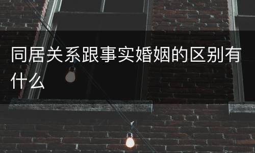 同居关系跟事实婚姻的区别有什么