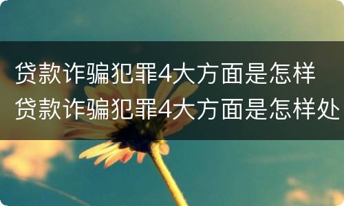 贷款诈骗犯罪4大方面是怎样 贷款诈骗犯罪4大方面是怎样处理的